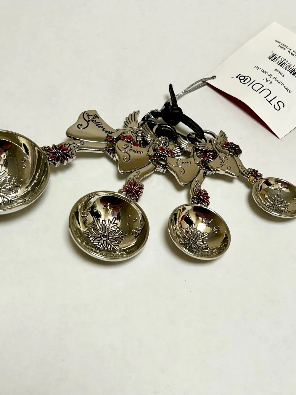 Ganz Measuring Spoon Set 4 Piece Angels with Wreaths Believe Peace Love Joy